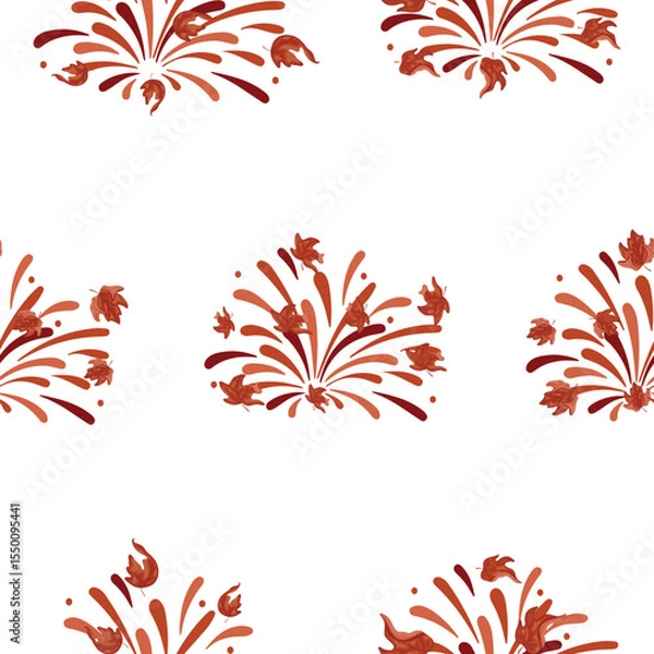 Obraz pattern of fireworks in different shades of orange with different maple leaves of different shapes and colors, for Canada Day