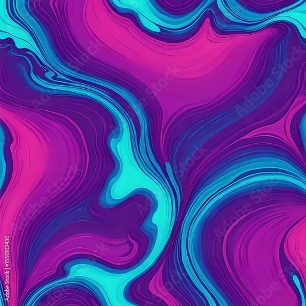 Fototapeta Vibrant Abstract Fluid Art with Purple and Blue Swirls on Colorful Background