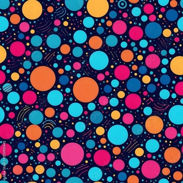 Fototapeta Colorful Circle Pattern with Dots and Curved Lines