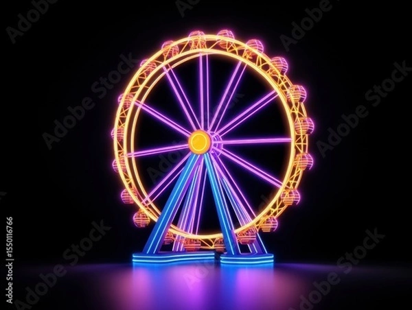 Obraz Neon Ferris Wheel