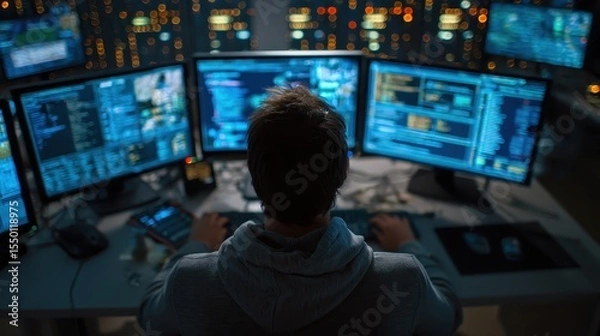 Fototapeta Penetration tester that simulates cyberattacks on an isolated network