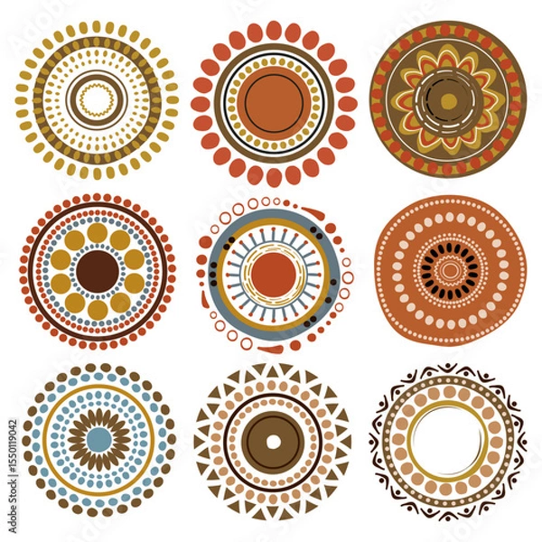 Fototapeta Australian  patterns set. Vector illustration	
