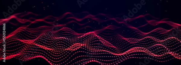 Fototapeta Abstract polygonal space with connecting dots and lines. Dark background. Connection structure. 3d Widescreen
