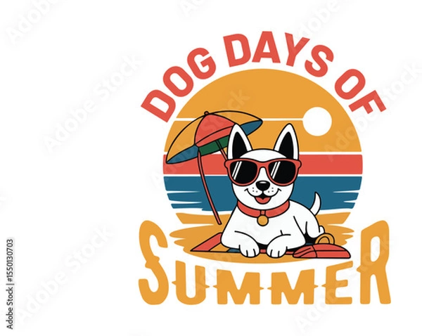 Obraz Dog Days of Summer T-shirt design with playful dogs, sun, and summer vibes. Perfect for pet lovers, summer fun, beach trips, and casual wear. Ideal for print-on-demand and seasonal apparel.