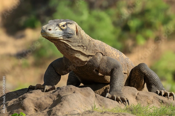 Fototapeta Wild Komodo Dragon Extending Its Limbs on Earth