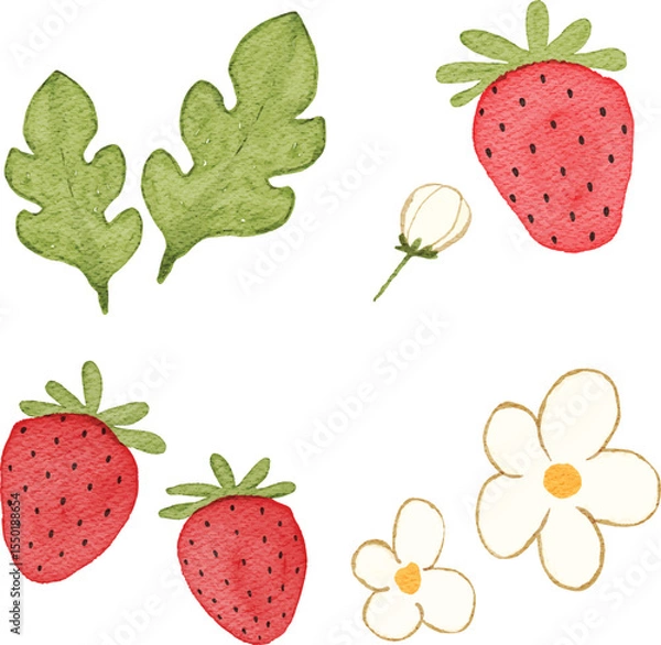 Fototapeta watercolor strawberry seamless pattern background for your wallpaper and design