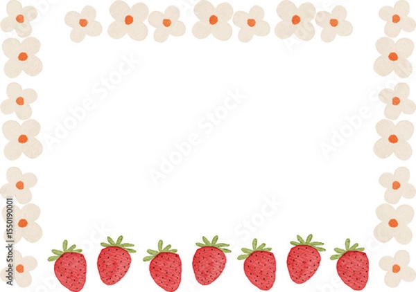 Fototapeta watercolor strawberry frame background for your text and design