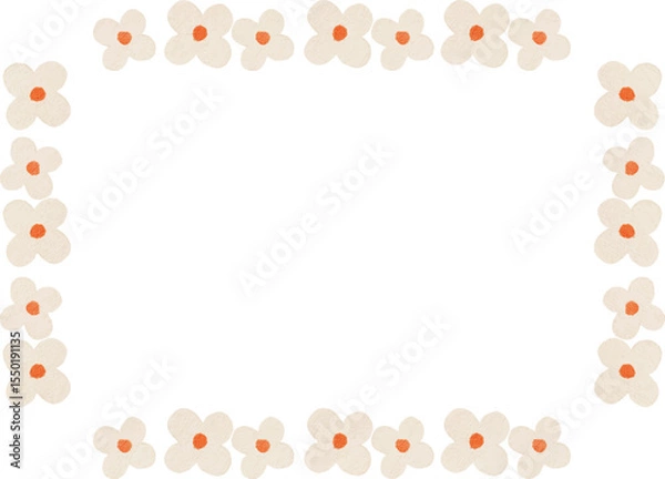 Fototapeta watercolor white flower frame background for your text and design