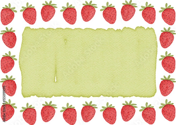 Fototapeta watercolor strawberry frame background for your text and design