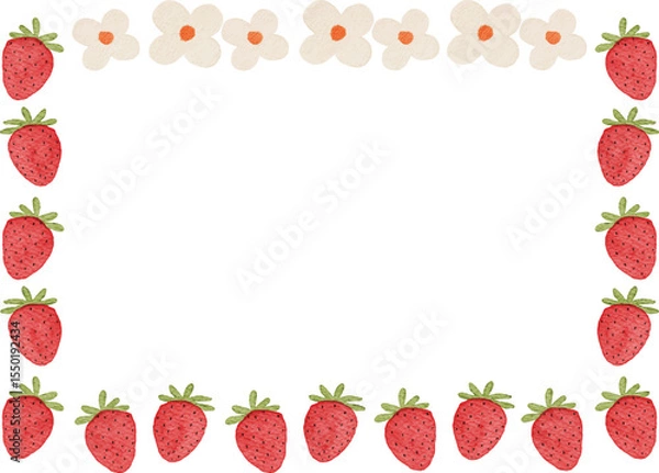 Fototapeta watercolor strawberry frame background for your text and design