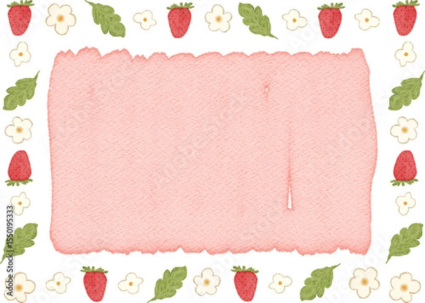 Fototapeta watercolor strawberry frame background for your text and design