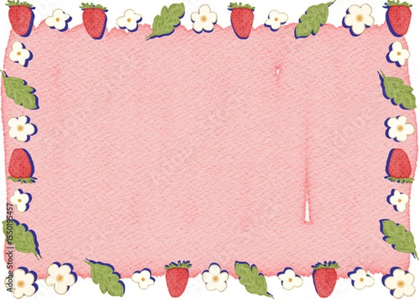 Fototapeta watercolor strawberry frame background for your text and design