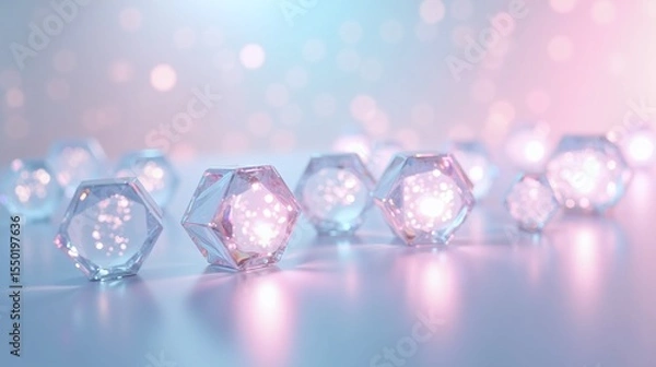 Obraz Glass geometric figures with illuminated interiors.