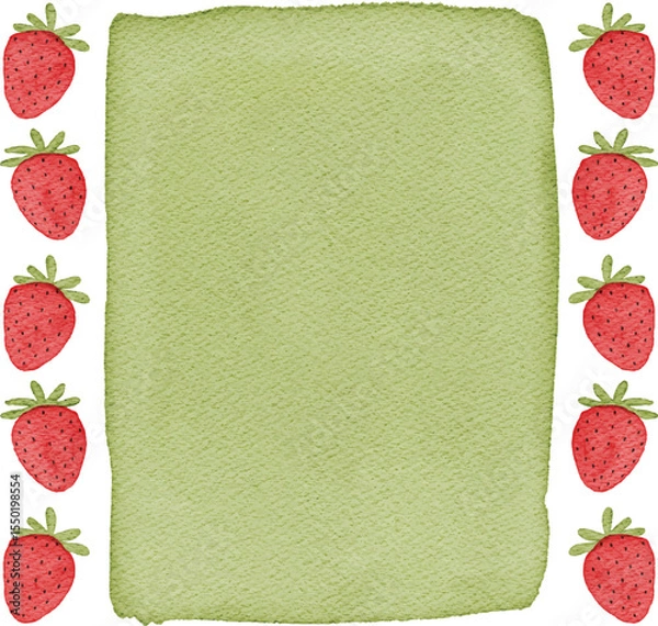 Fototapeta watercolor strawberry frame background for your text and design