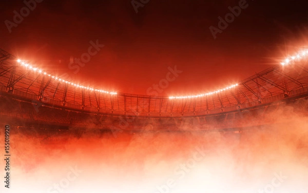 Obraz Stadion piłkarski na czerwonym tle parowym