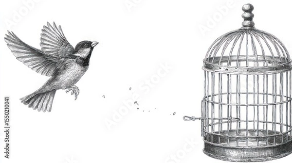Fototapeta Bird escaping a cage