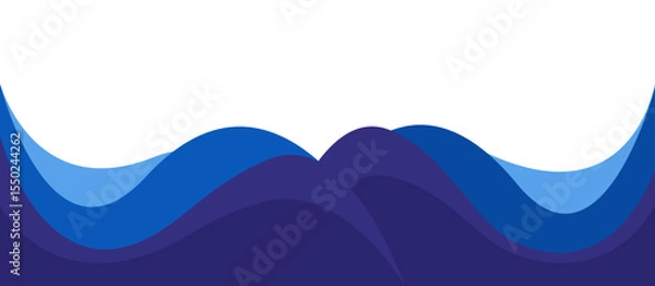 Fototapeta Header footer blue layered curve abstract style border frame illustration banner background design