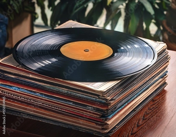 Fototapeta exploring the timeless beauty of vinyl records a journey into sound and nostalgia