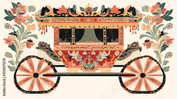 Fototapeta Traditional Filipino Kalesa Patterns with Carriage Design