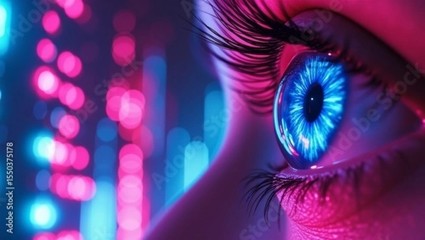 Obraz Surreal closeup of a mesmerizing blue iris a cinematic blend of human emotion and digital abstractness