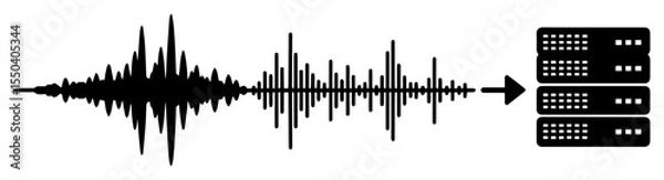 Fototapeta sound wave converting to data in digital processing concept