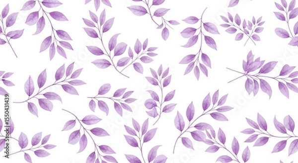 Fototapeta Lavender Watercolor Leaves Seamless Pattern Elegant Botanical Design