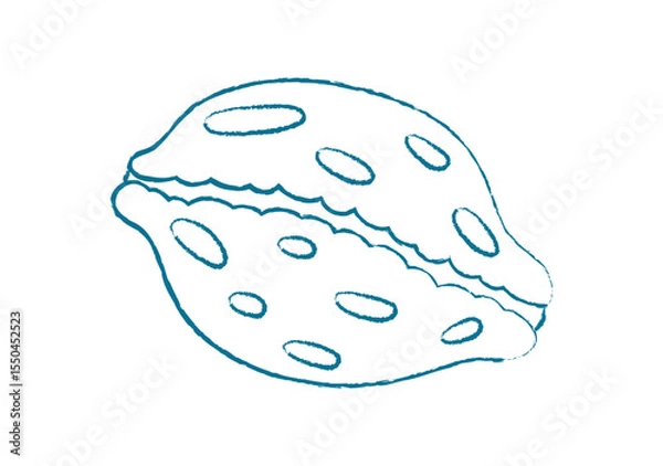 Obraz Chalk crayon seashell shape. Unique seashell form in doodle style. Underwater marine creature, graphic texture, potential for summer themes or aquatic designs.