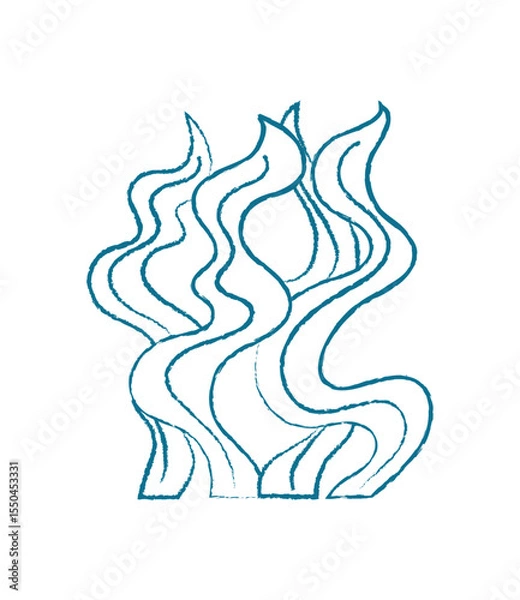 Obraz Aquatic seaweed silhouette. Underwater plant shape with a unique texture. Marine flora, doodle style, perfect for backgrounds, patterns, or as an artistic element in various projects.