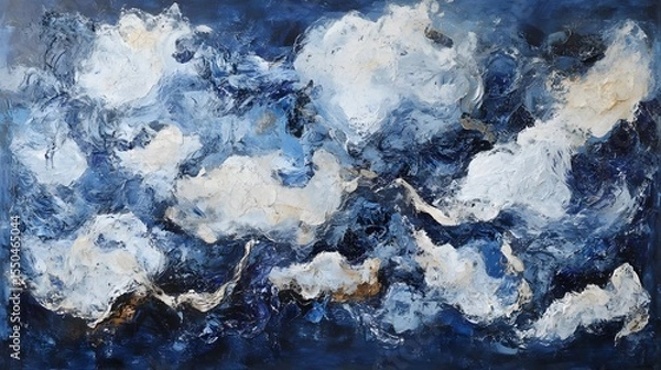 Obraz Abstract Blue Sky Cloudscape Impasto Painting