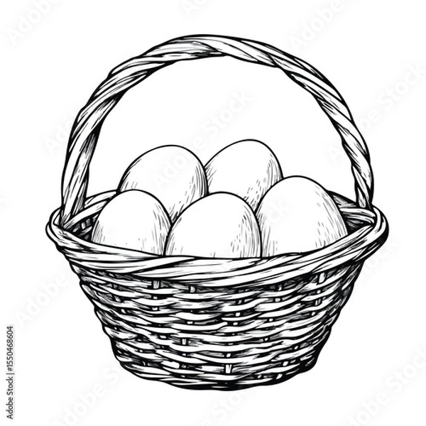 Obraz Egg in Basket Cartoon Vector and Illustration