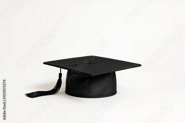 Fototapeta Graduation cap elegantly placed on neutral surface