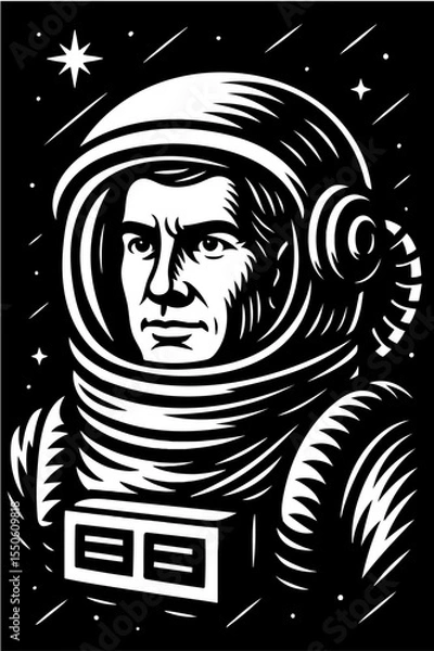 Obraz A man in a space suit with a stern expression