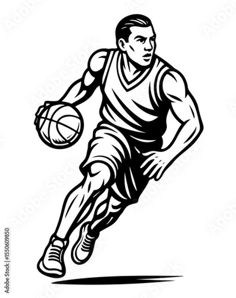 Obraz A basketball player is running with a basketball