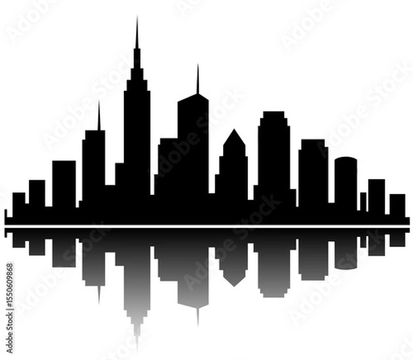 Obraz A city skyline is reflected in the water