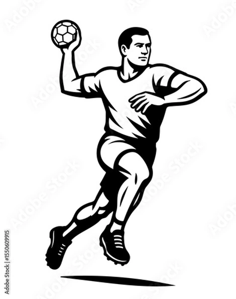Obraz A man is playing handball with a ball.