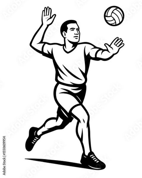 Obraz A man is playing volleyball and is about to hit the ball