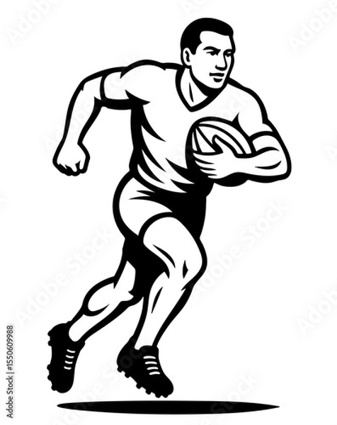 Obraz A man is running with a rugby ball in his hand