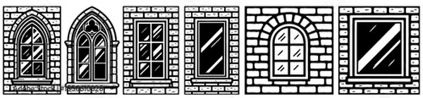 Obraz A row of windows with different shapes and sizes
