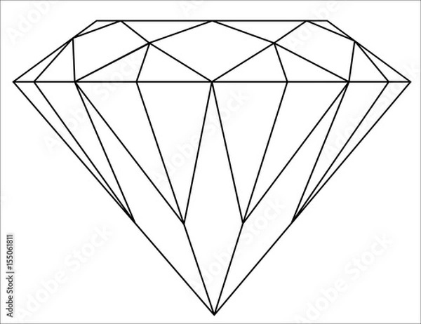 Obraz Ikona konturu prosty diament czarno-biały lub symbol wektor eps 10