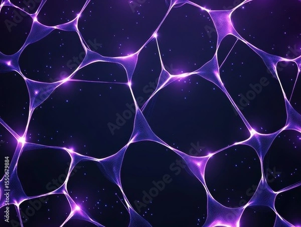 Fototapeta Abstract network pattern, glowing purple lines