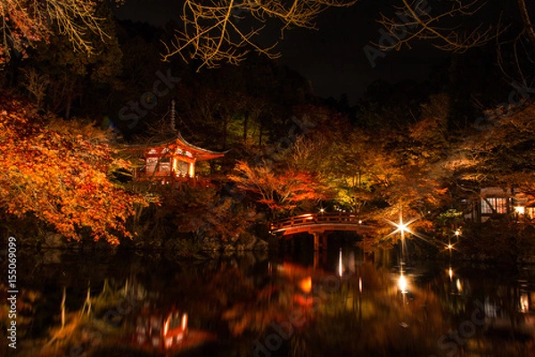 Obraz 京都の醍醐寺と秋のライトアップ