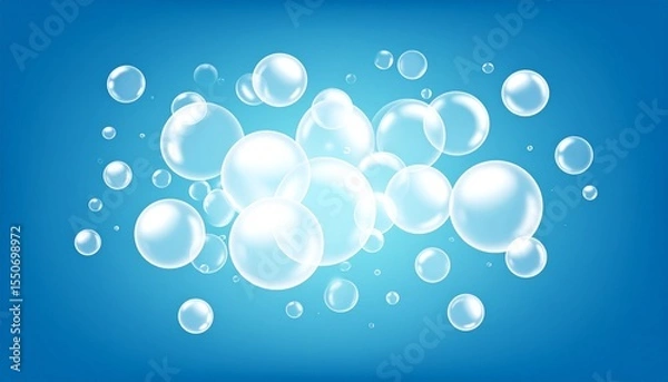 Obraz 青色の泡の背景4