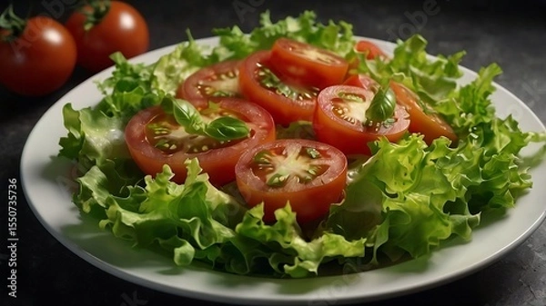 Fototapeta Bowl of Fresh Mixed Greens with Tomatoes. AI Generative