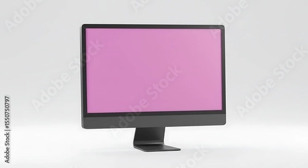 Fototapeta Modern Computer Monitor with Pink Screen: Digital Display, Creative Design & Technology Mockup.