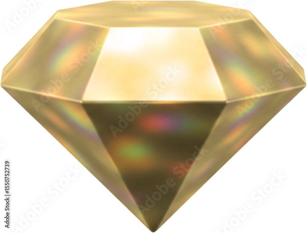 Obraz Generative AI,3d 홀로그램, 다이아몬드 아이콘,골드,골드 다이아몬드