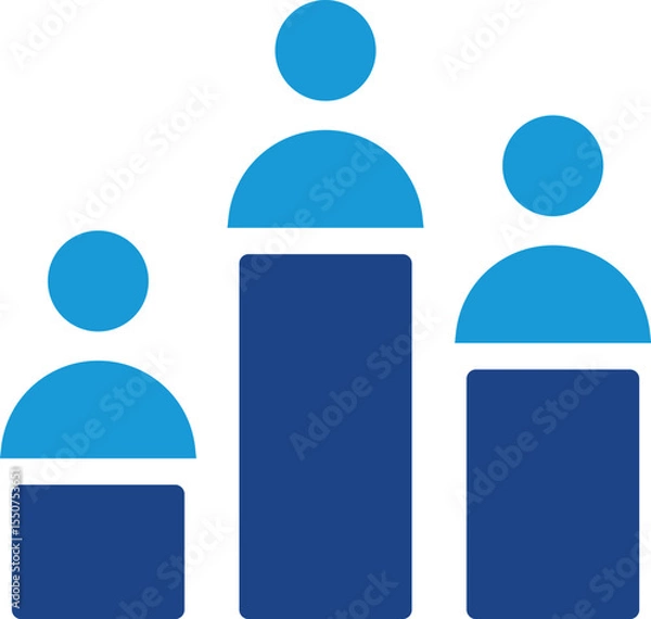 Fototapeta Headcounts of varying sizes, often implying hierarchy, growth, or population growth statistics, or comparison of numbers through the height of figures.