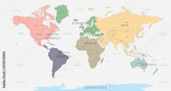Fototapeta World Map vector. Detailed illustration of worldmap