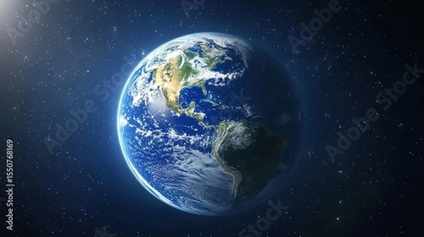 Fototapeta Planet Earth globe shot on space background 8K realistic