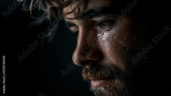 Obraz Bearded Man Weeps in Shadows