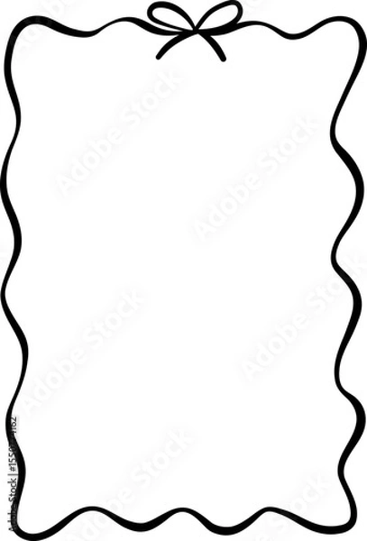 Fototapeta Scalloped Rectangle Frame With Bow Accent